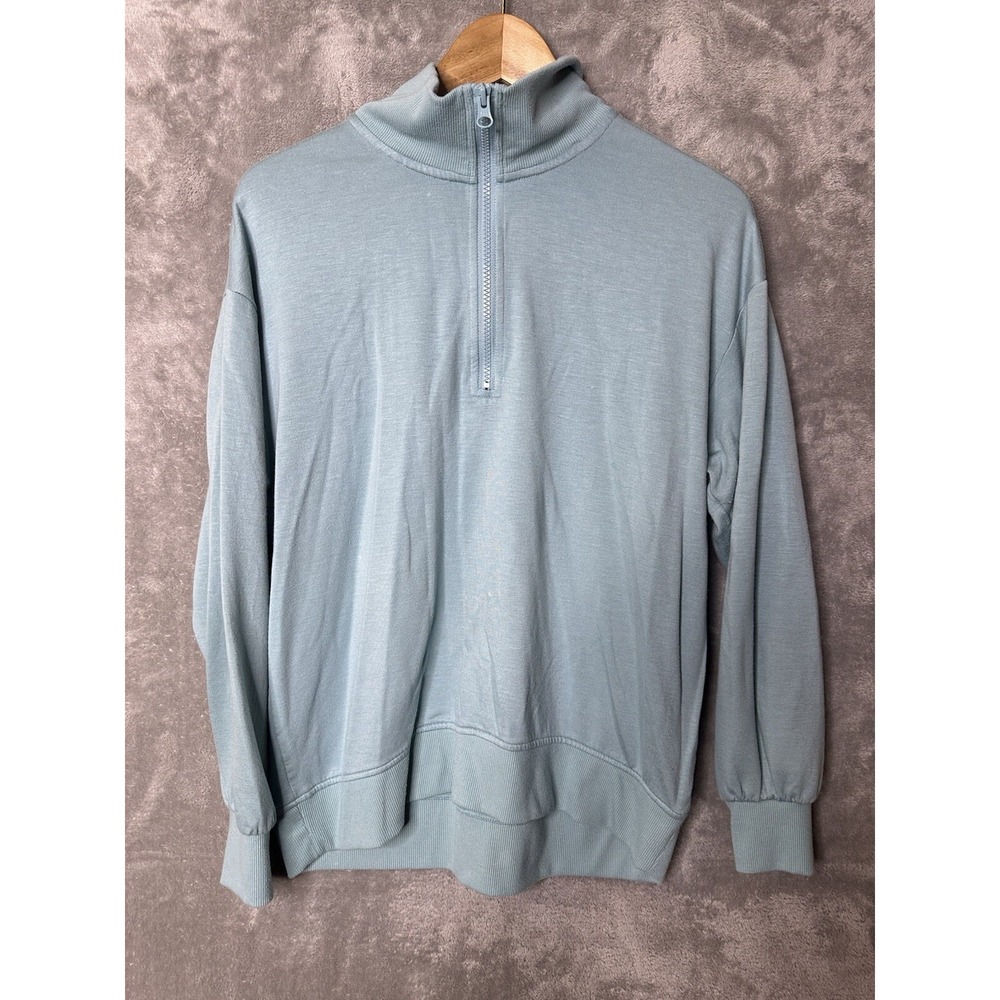 Three Dots Sweatshirt Womens Medium Relaxed Fit Cozy Quarter Zip Pullover